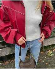 Retro Red PU Leather Jacket