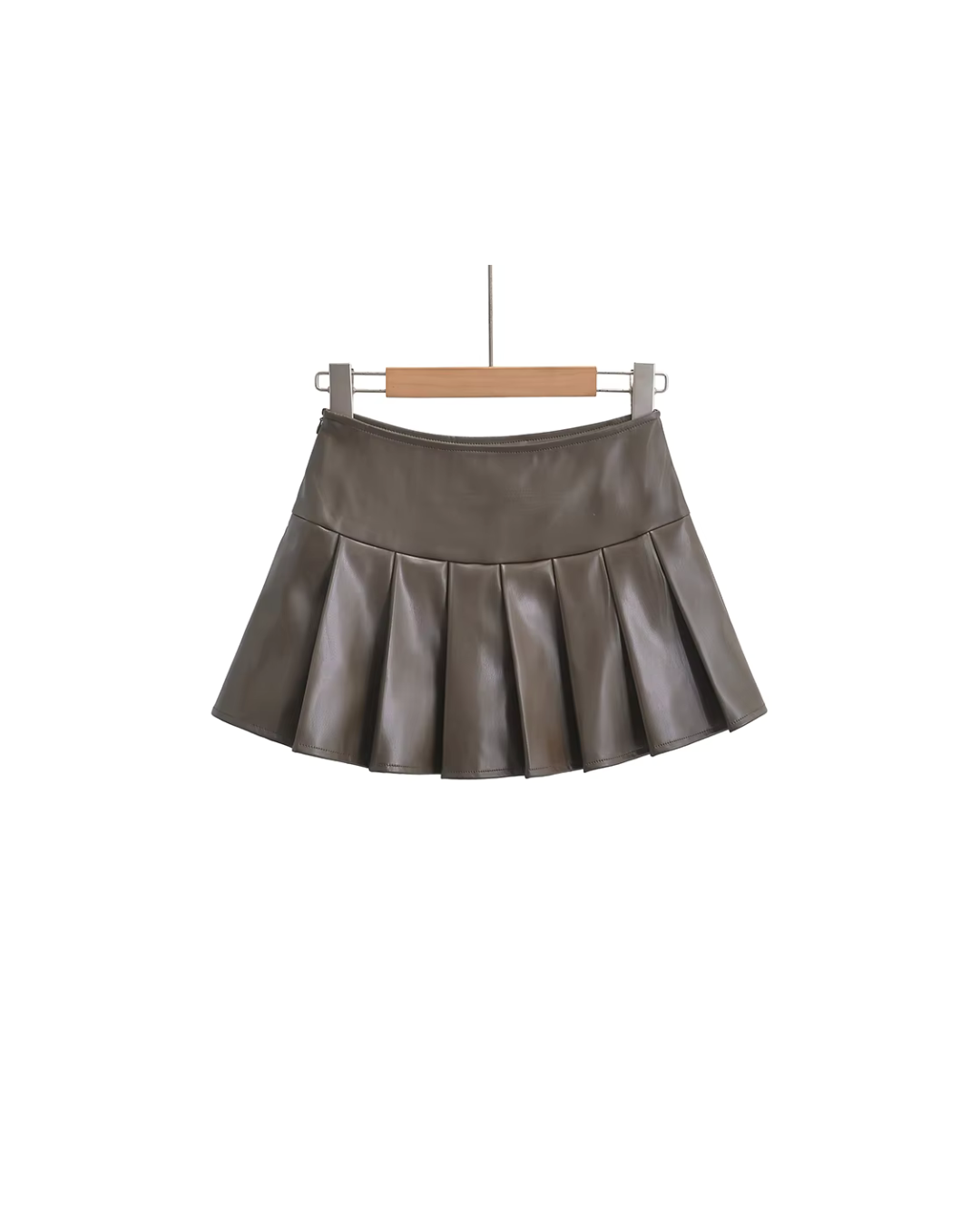 Pleated Leather Skirt