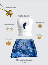 Blue Mermaid Scale Skirt