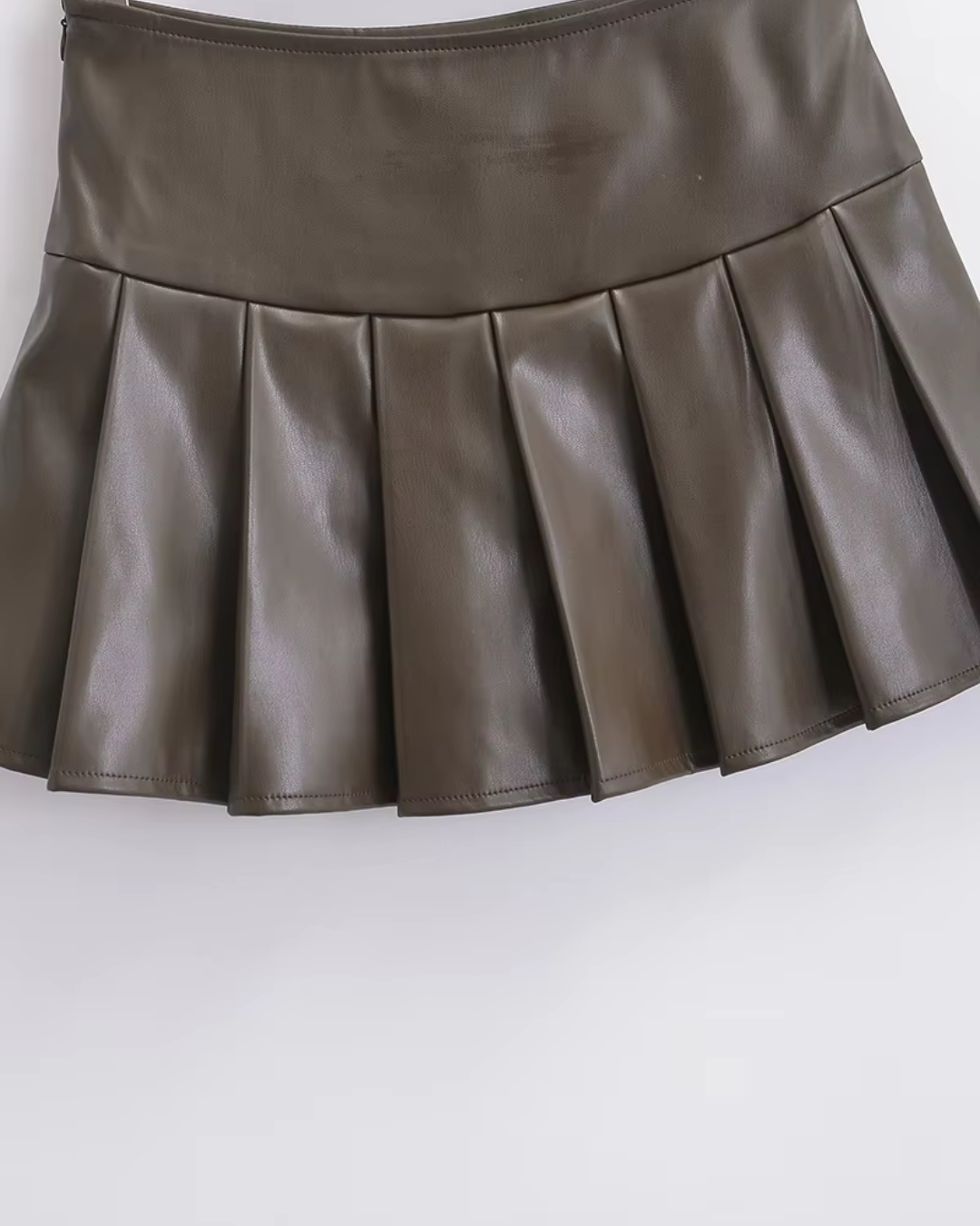 Pleated Leather Skirt