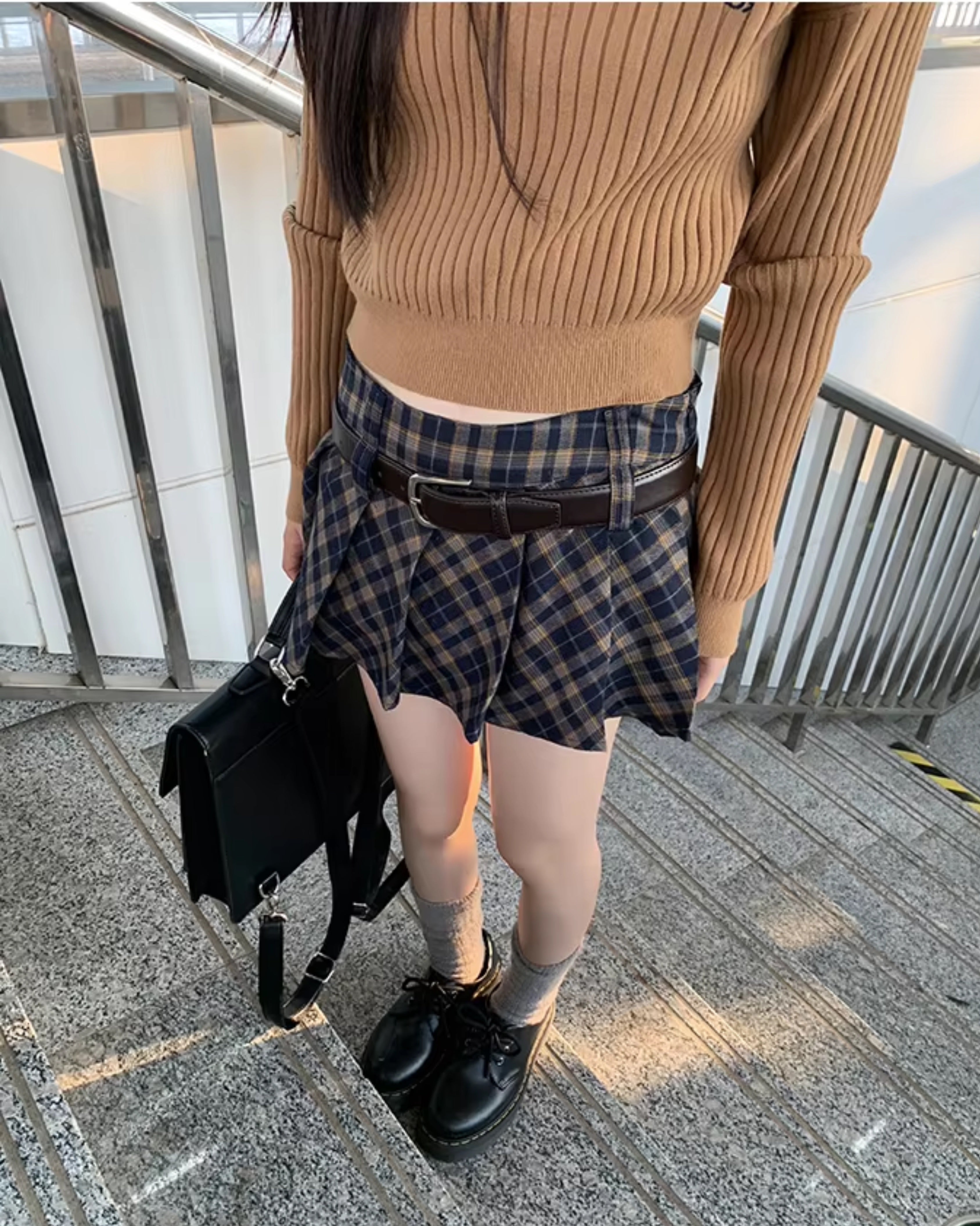 Chic French Plaid Skirt