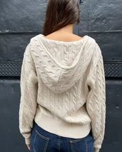 Brandy Cream Twist Knitted Hooded Cardigan