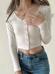 Lace Trim Long Sleeve Top