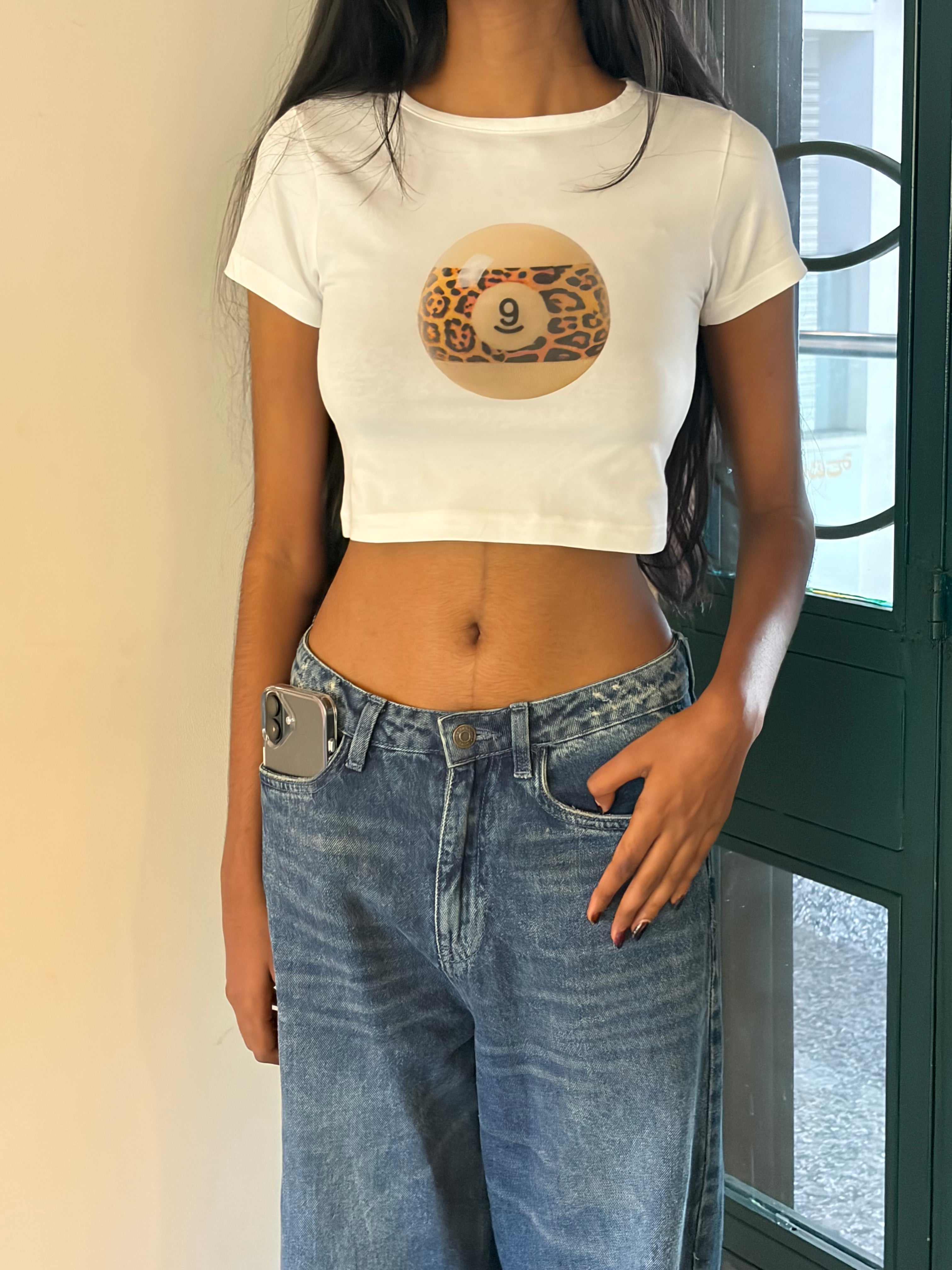 Leopard 9 Ball Baby Tee