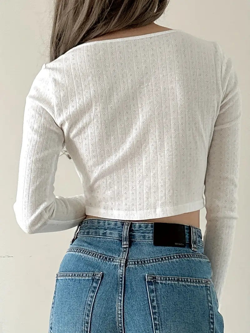 Lace Trim Long Sleeve Top