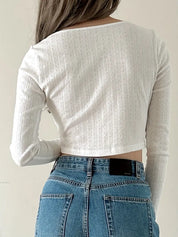 Lace Trim Long Sleeve Top