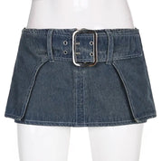 Ultra Mini Denim Belt Skirt