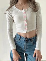 Lace Trim Long Sleeve Top