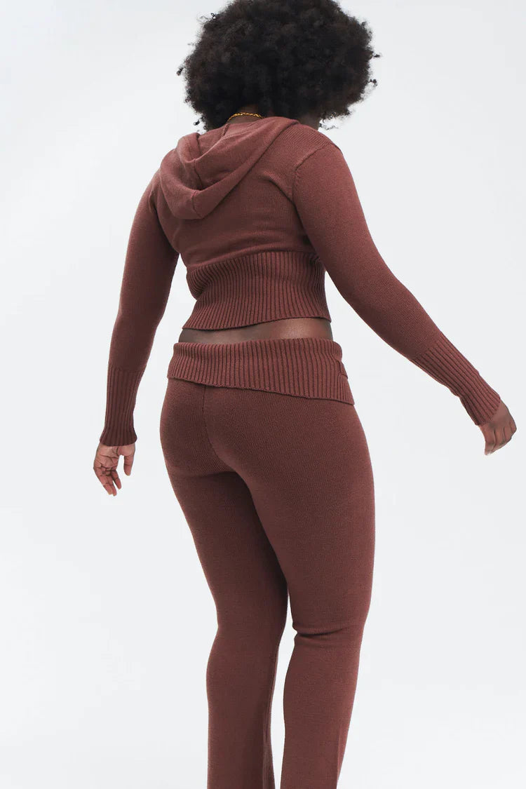 Aimee Cloud Knit Zip Up and Low Rise Pant Set