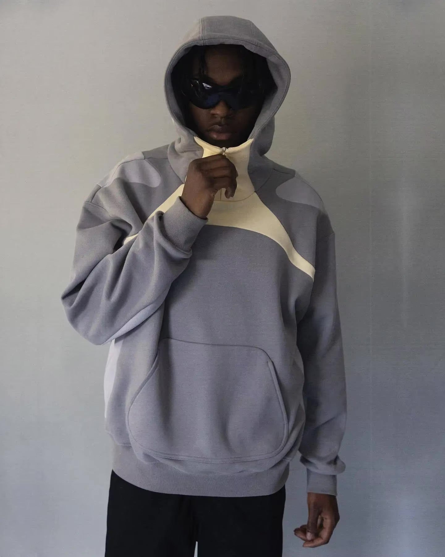 Grey Patchwork Hoodie