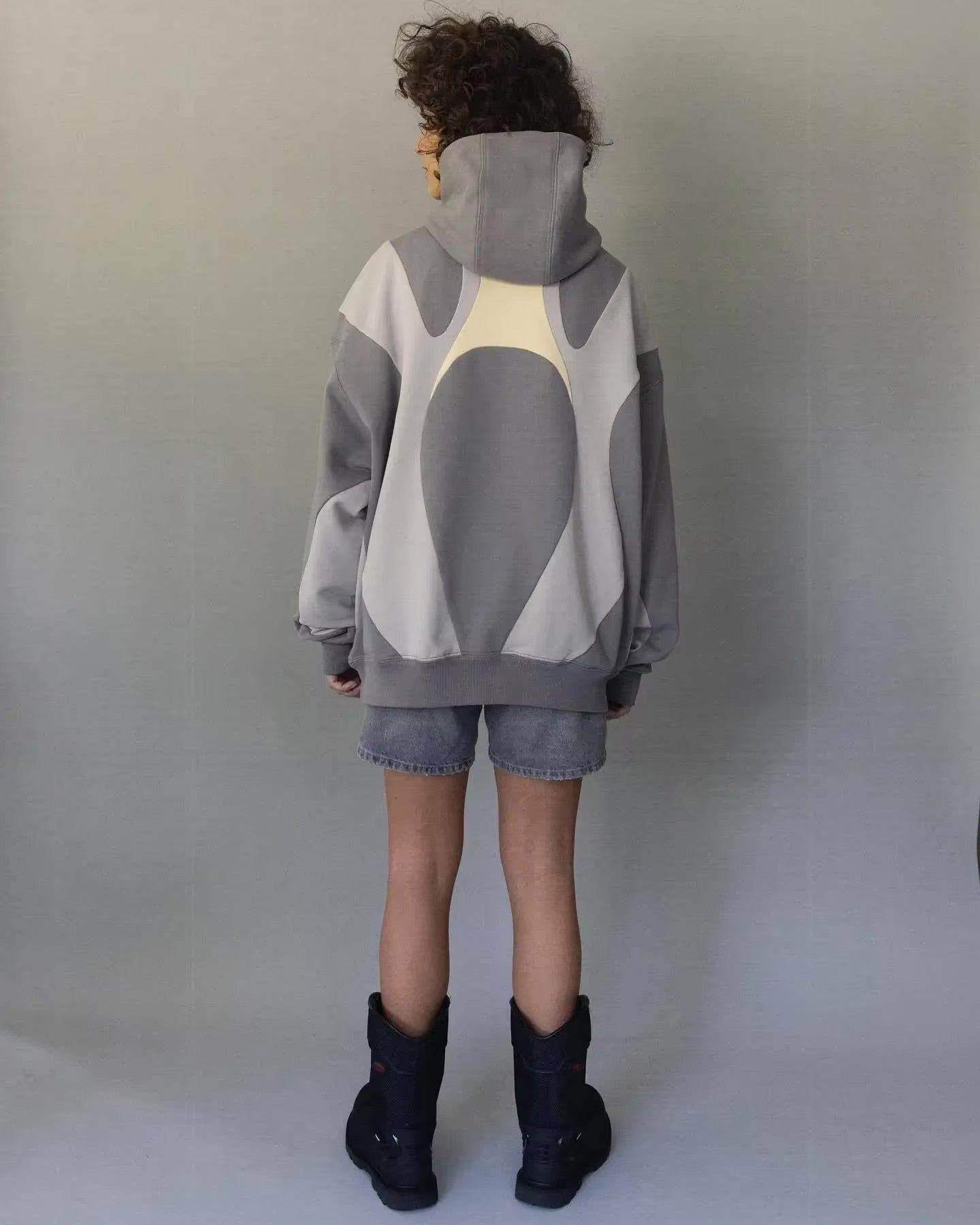 Grey Patchwork Hoodie