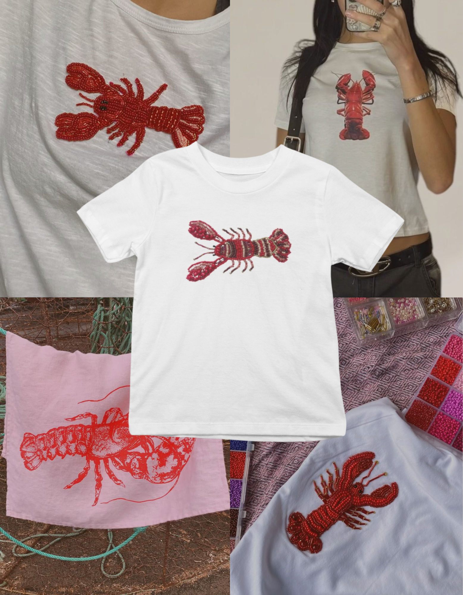 Lobster  Hand Embroider BabyTee