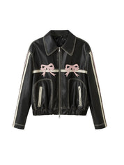 Ribbon Leather Jacket