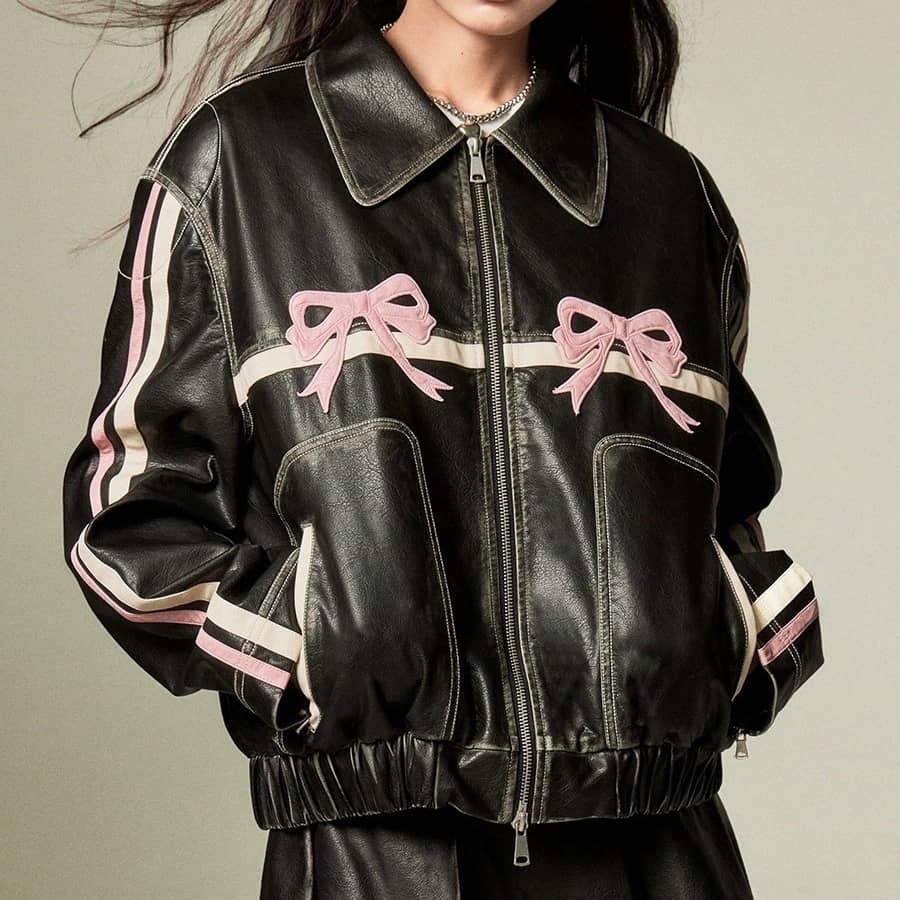 Ribbon Leather Jacket