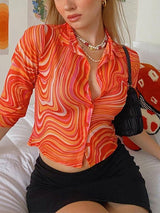 Sunset Swirl Mesh Top
