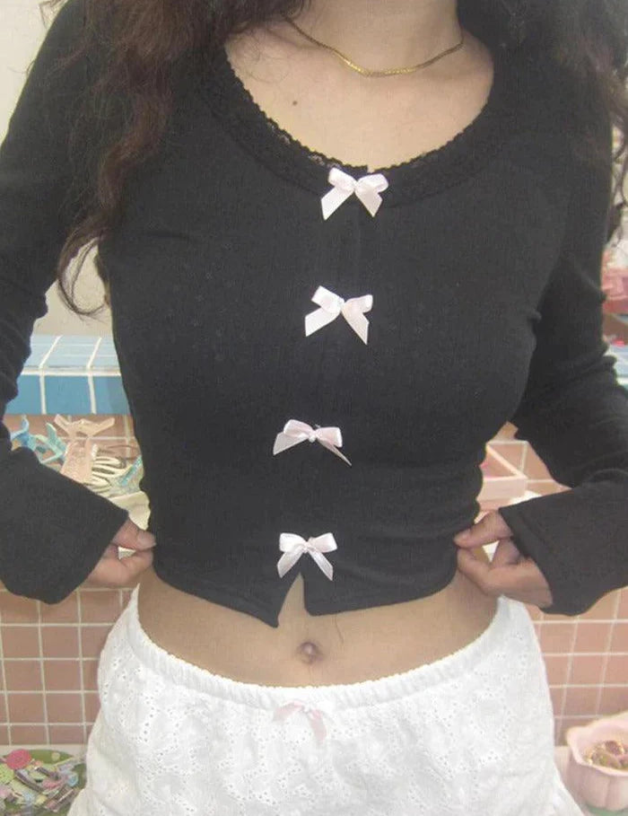 Lace Trim Long Sleeve Top