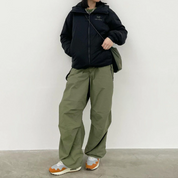 Green Polyester Parachute Pants