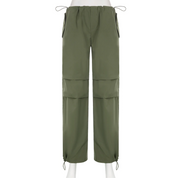 Green Polyester Parachute Pants