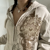 Y2K Grunge Fairy Khaki Zip Up