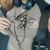 Grunge Grey Black Heart Angel Tee