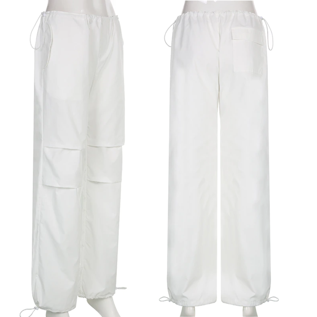 White Polyester Parachute Pants – FOGSTORES