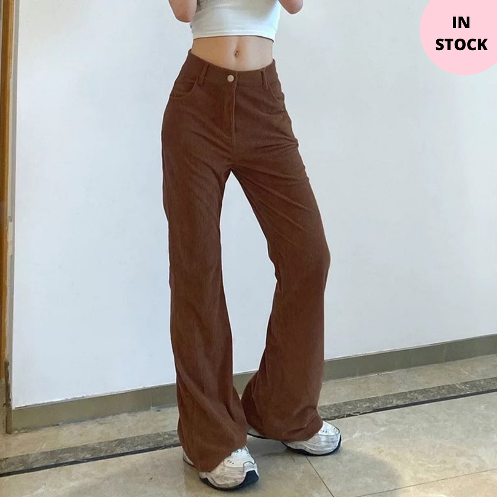 Brown Flared Corduroy Pants