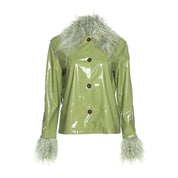 Green PU Leather Jacket