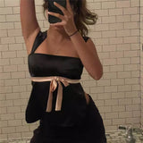 Black Pink Tie Top