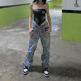 Letter Patch Baggy Jeans