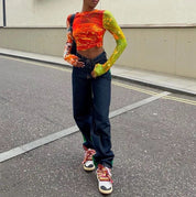 Gina Orange Long Sleeve Top