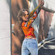 Gina Orange Long Sleeve Top