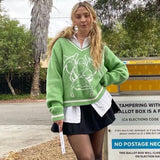 Y2K Retro Mint Green Knit Sweater