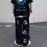 Skull Design Black Jeans